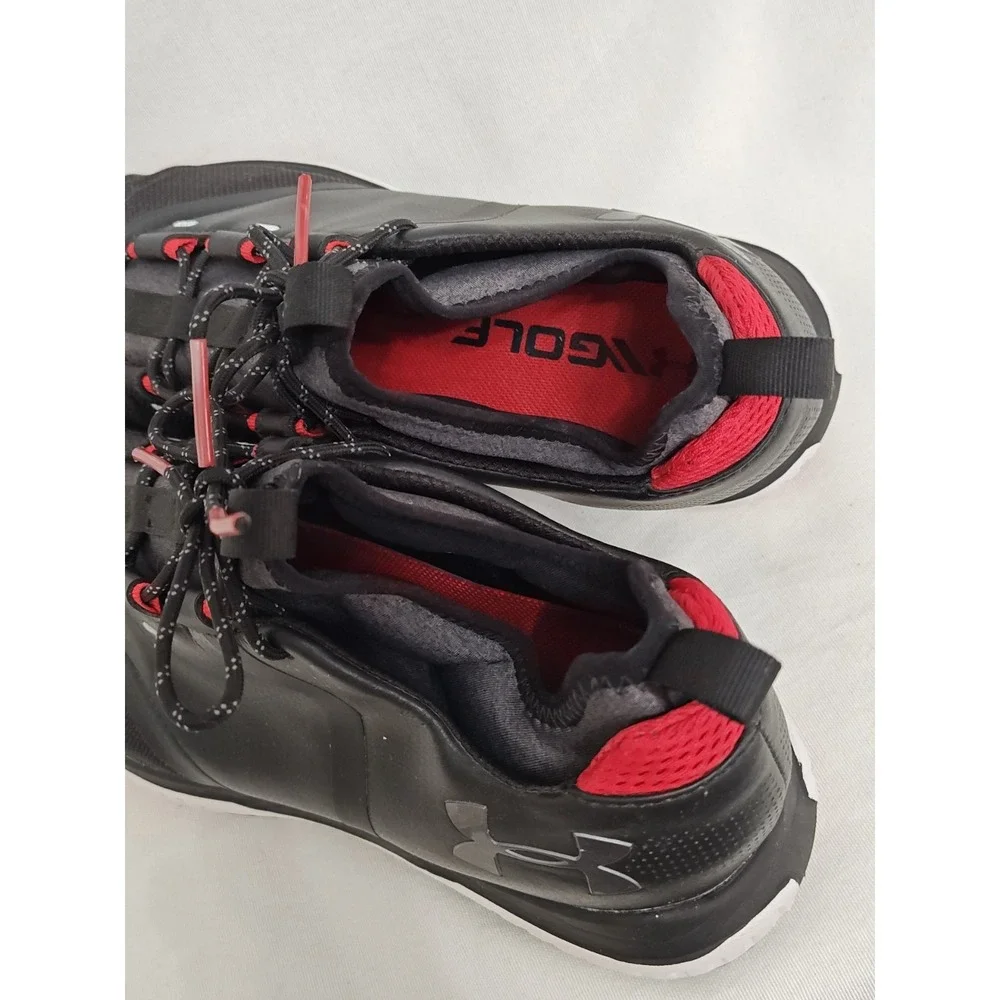Under Armour Men's 8 Tempo Sport 2 Golf‎ Cleats Spikes Black Red Shoes Lace Up